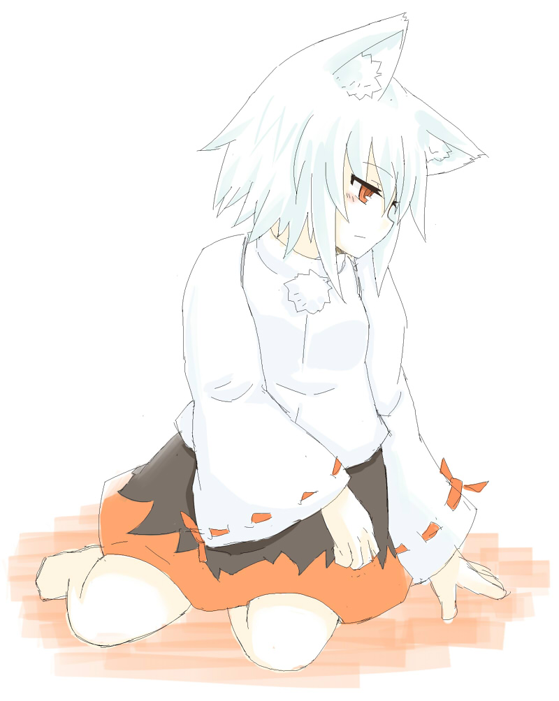 1girl, animal_ears, bad_id, bad_pixiv_id, inubashiri_momiji, kibisake, missing_headwear, no_headwear