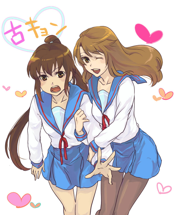 00s, 2girls, akaiyoru, akaya_(rednight_dd), genderswap, genderswap_(mtf), koizumi_itsuki, koizumi_itsuki_(female)