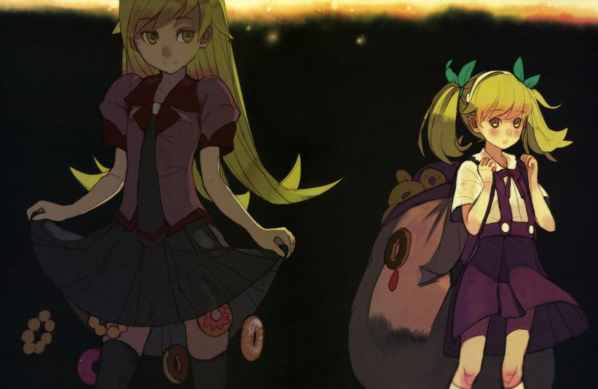 1girl, absurdres, aged_up, alternate_hairstyle, backpack, bag, black_necktie, blonde_hair