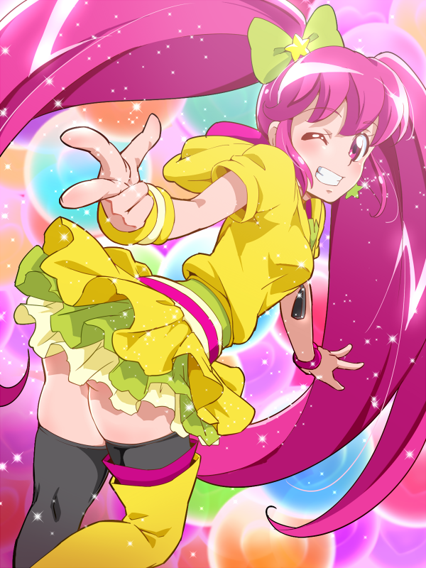 10s, 1girl, aino_megumi, alternate_form, ass, asymmetrical_footwear, asymmetrical_legwear, boots