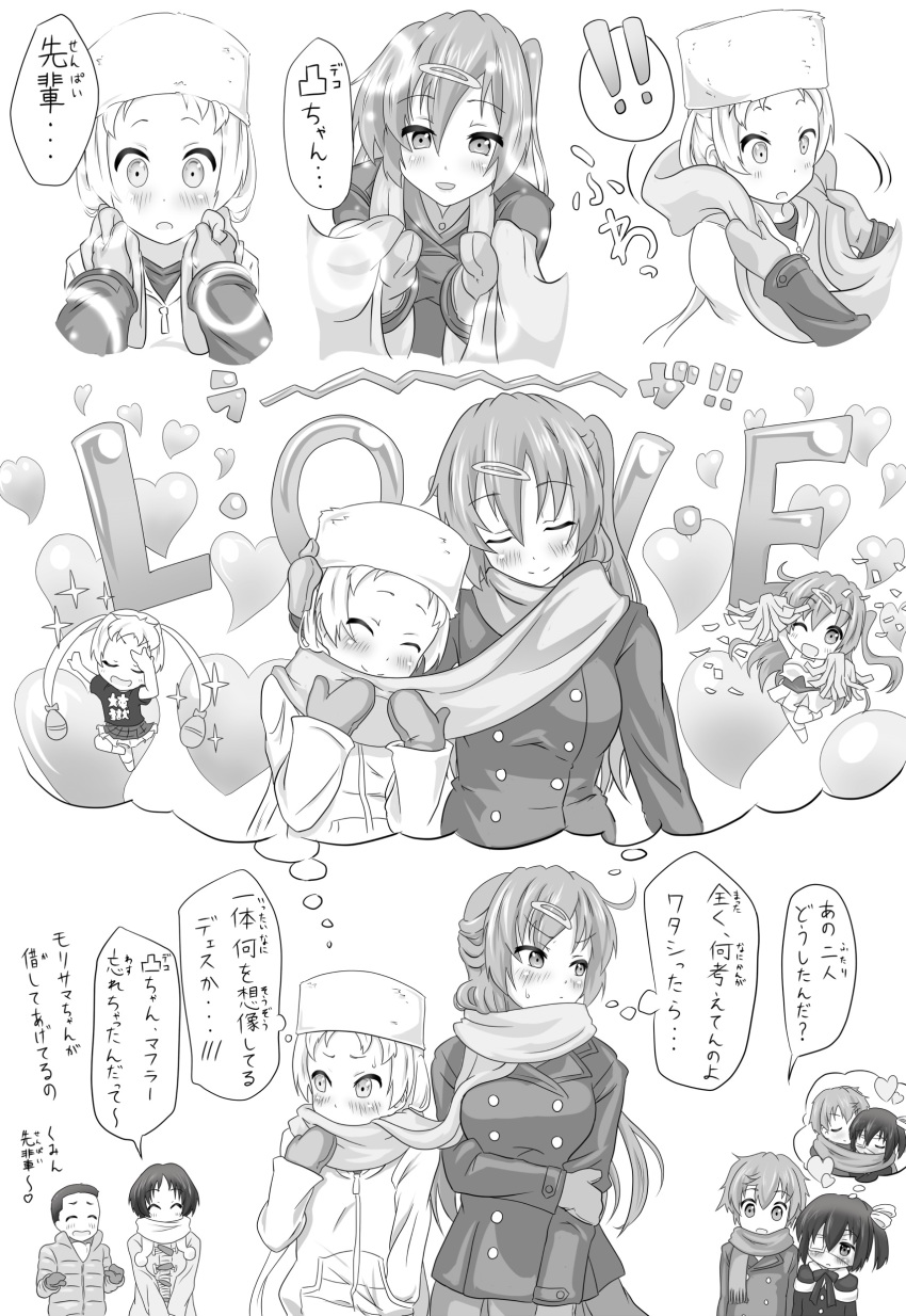 10s, 2boys, 4girls, absurdres, asm_(iambros), blush, cheerleader, chuunibyou_demo_koi_ga_shitai!