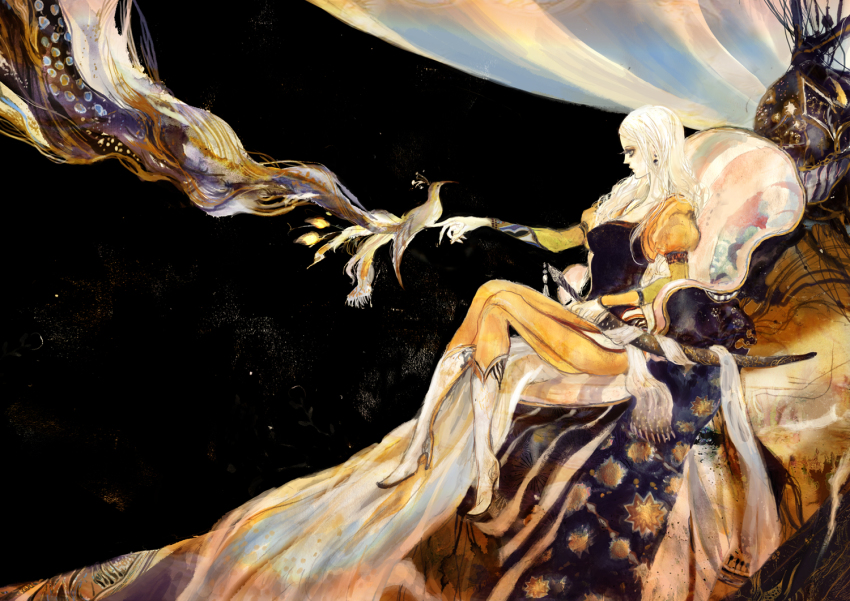 1990s_(style), amano_yoshitaka_design, celes_chere, final_fantasy, final_fantasy_vi, oju_(ouka), painting_(medium), retro_artstyle