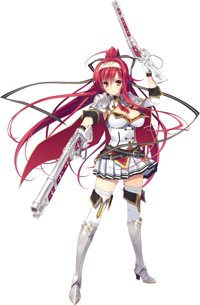 1girl, armor, armored_boots, belt, boots, breasts, cleavage, dual_wielding