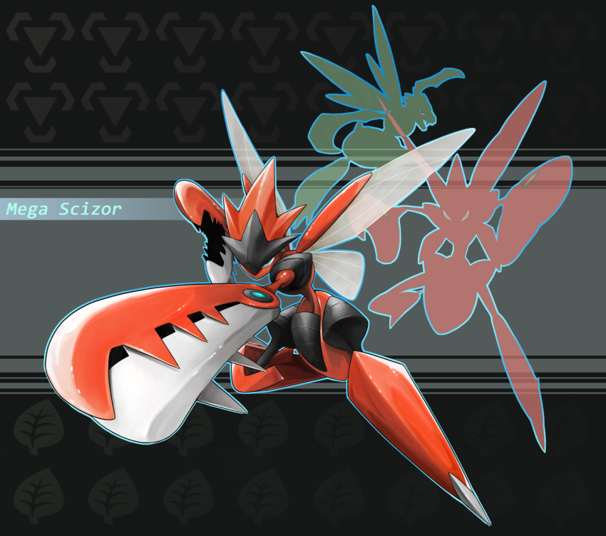 gen_1_pokemon, gen_2_pokemon, mega_pokemon, mega_scizor, nintendo, no_humans, pokemon, pokemon_(creature)
