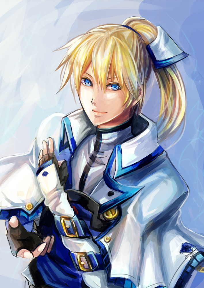1boy, blonde_hair, blue_eyes, capelet, fingerless_gloves, gloves, guilty_gear, guilty_gear_xrd