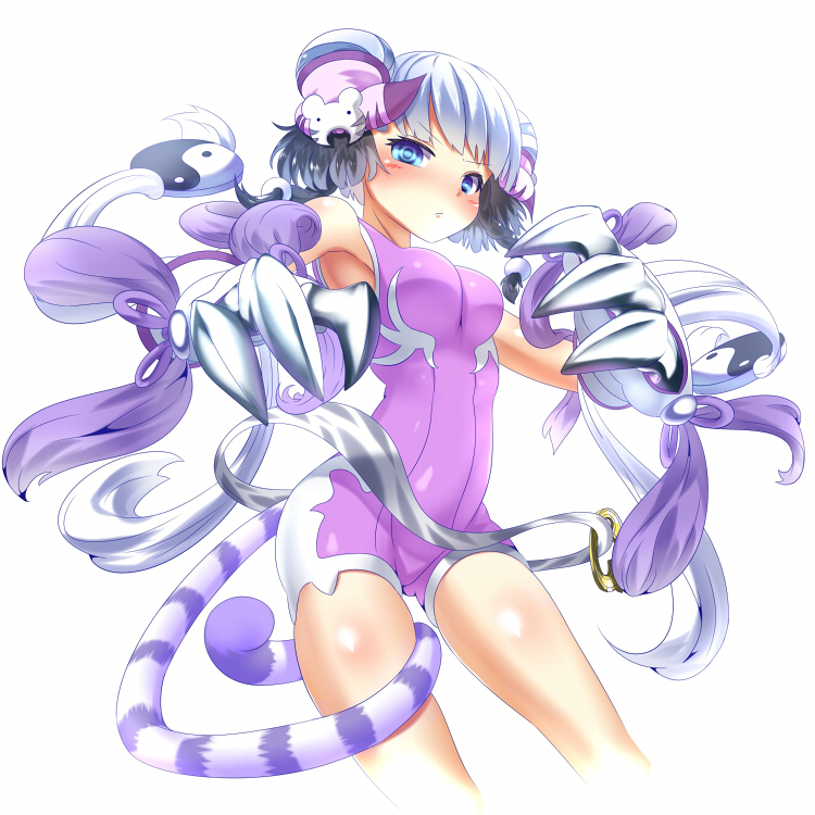 1girl, animal_print, bare_shoulders, black_hair, blue_eyes, bra-cky, chinese_clothes, claws
