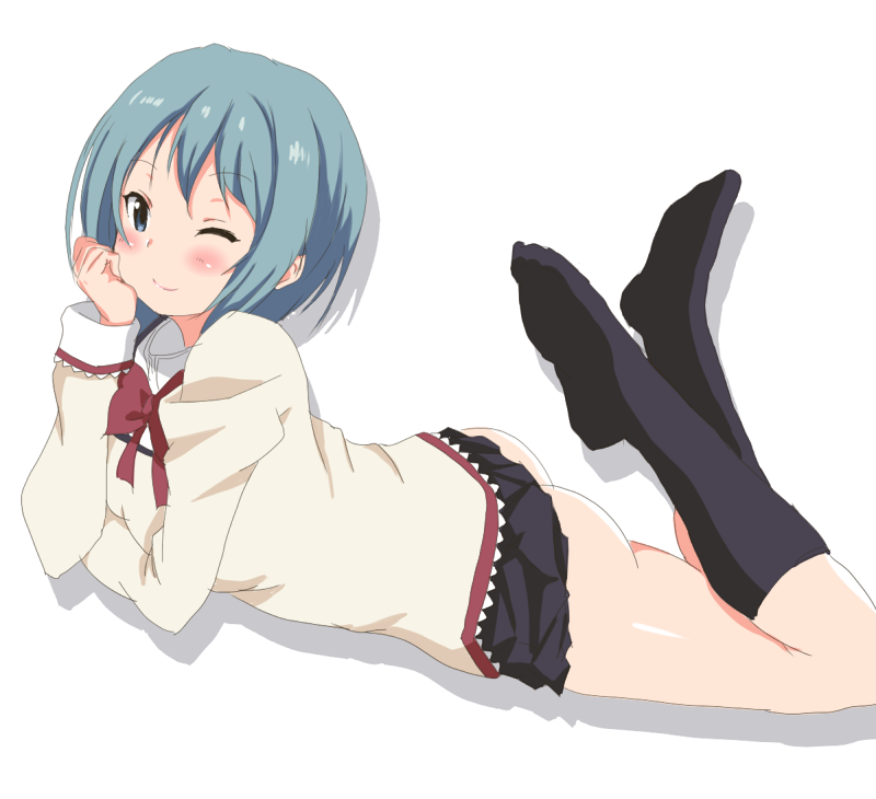 10s, 1girl, ass, bad_id, bad_pixiv_id, blue_eyes, blue_hair, blush