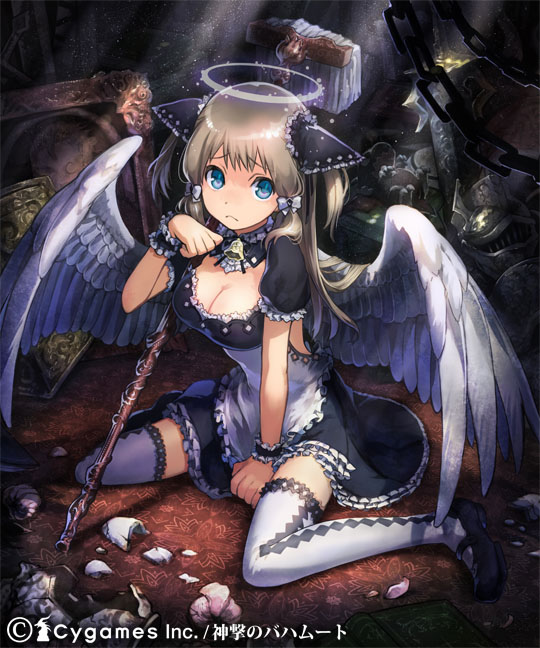 10s, 1girl, angel_wings, bad_id, bad_pixiv_id, bell, blue_eyes, book