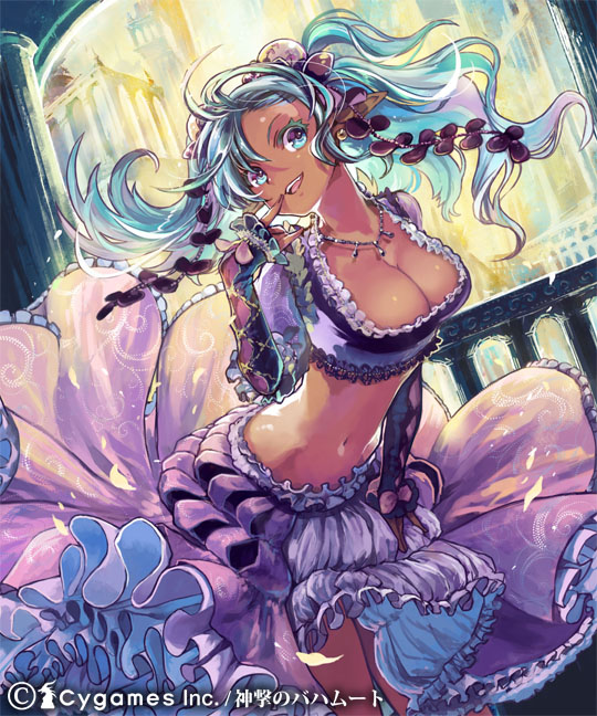 10s, 1girl, angela_(shingeki_no_bahamut), bad_id, bad_pixiv_id, breasts, cleavage, dark-skinned_female