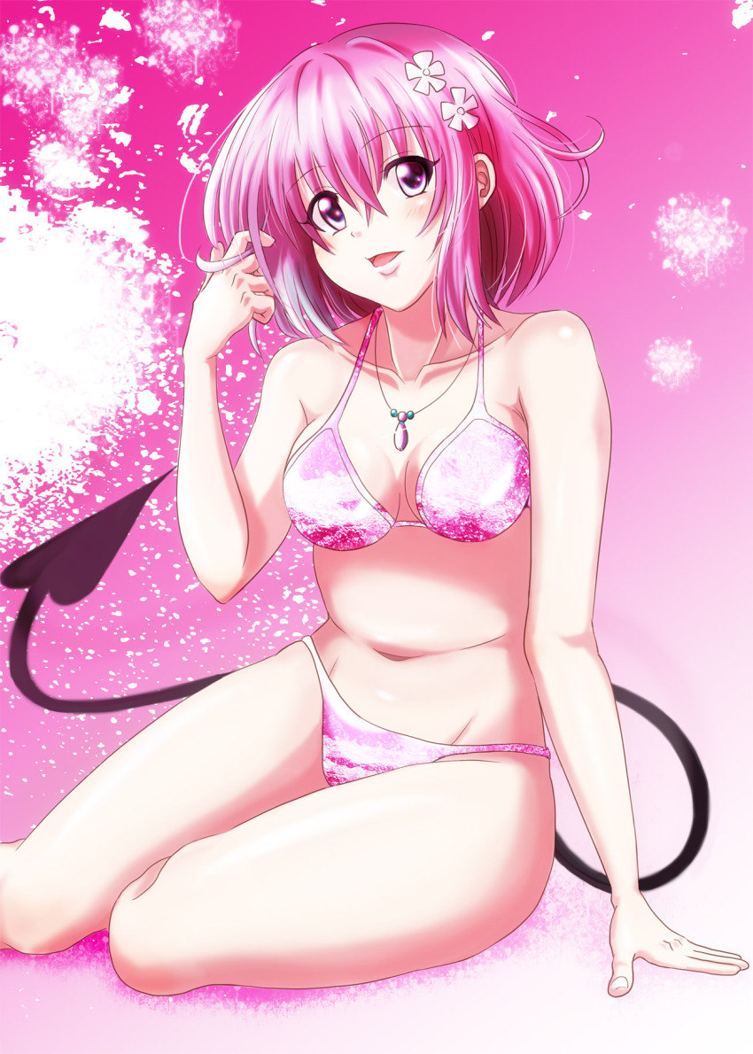 10s, 1girl, bad_id, bad_pixiv_id, bikini, demon_tail, female_focus, harukaze_bou