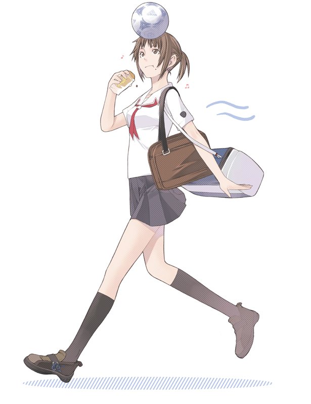 1girl, bad_id, bad_pixiv_id, bag, ball, crumbs, eating, enterbrain
