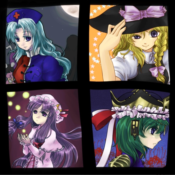 4c_(artist), 6+girls, bad_id, bad_pixiv_id, blonde_hair, blue_eyes, braid, brown_eyes