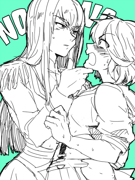 10s, 2girls, grabbing_another's_chin, hand_on_another's_chin, ike_shita, ikeshita_moyuko, incest, kill_la_kill