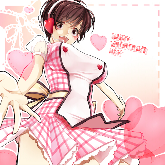 10s, 1girl, bad_id, bad_pixiv_id, breasts, brown_eyes, brown_hair, earmuffs