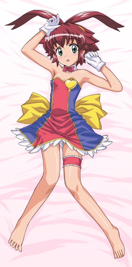1girl, armpits, bad_feet, bad_id, bad_pixiv_id, barefoot, bed, breasts