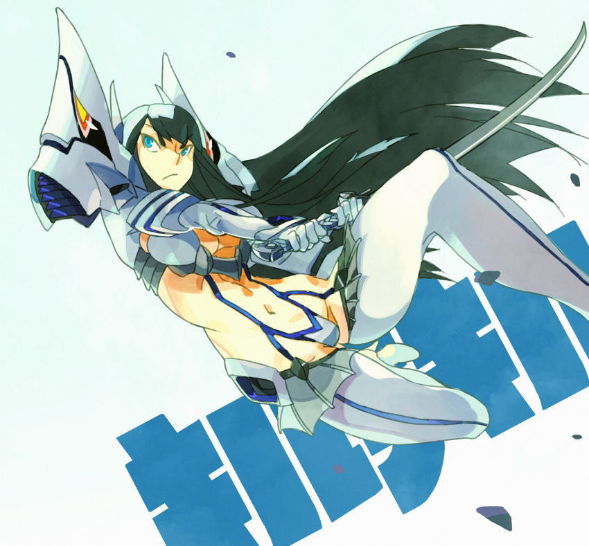 10s, 1girl, black_hair, blue_eyes, female_focus, highres, junketsu, katana