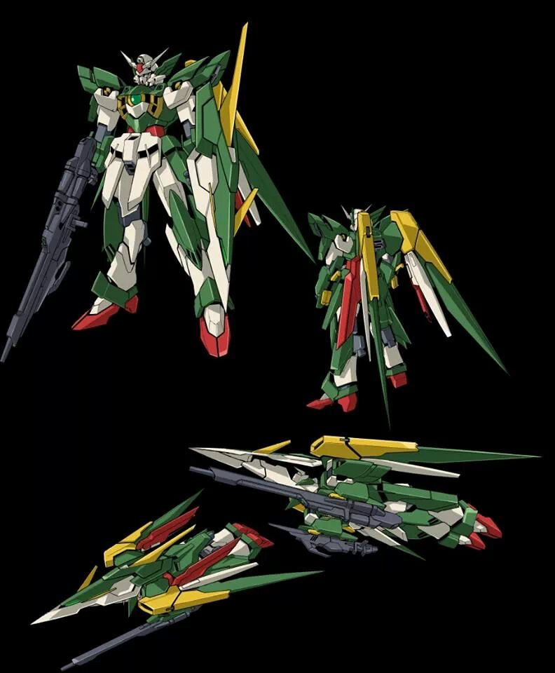 10s, beam_rifle, black_background, energy_gun, gun, gundam, gundam_build_fighters, gunpla, mecha, model_kit, no_humans, robot, shield, weapon, wing_gundam_fenice, wing_gundam_fenice_rinascita, wings