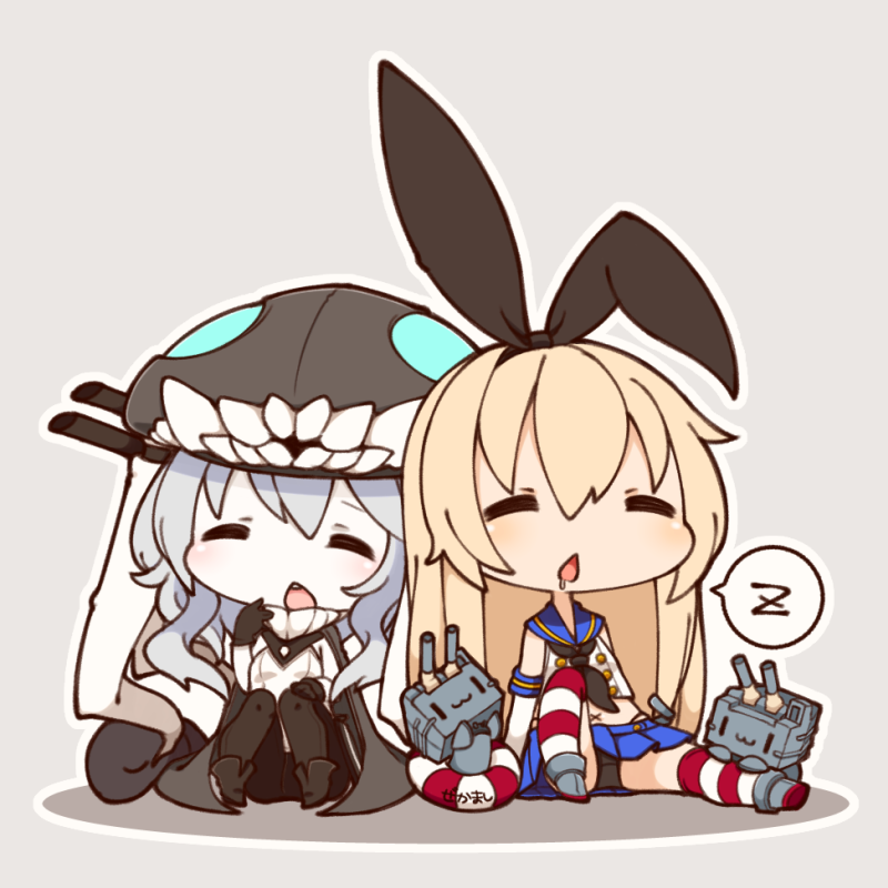10s, 1girl, abyssal_ship, black_panties, blonde_hair, cape, chestnut_mouth, chibi