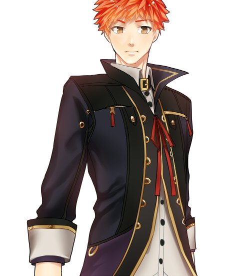 10s, 1boy, bad_id, bad_pixiv_id, emiya_shirou, fate/stay_night, fate_(series), formal_clothes, god_eater, god_eater_2:_rage_burst, julius_visconti, male_focus, mitsuki_mitsuno, orange_hair, solo, yellow_eyes