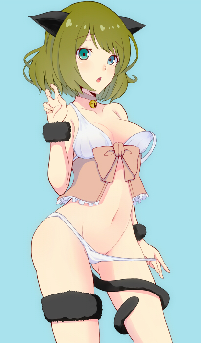 10s, 1girl, adjusting_clothes, adjusting_panties, animal_ears, babydoll, bad_id, bad_pixiv_id