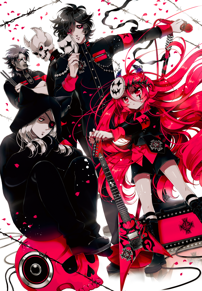 5boys, alex_redgrave, animal_hood, barbed_wire, cat_hood, clyde_coen, dark_heald, drumsticks