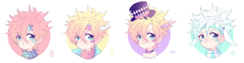 4boys, bad_id, bad_pixiv_id, blonde_hair, caesar_anthonio_zeppeli, facial_mark, feather_hair_ornament, feathers