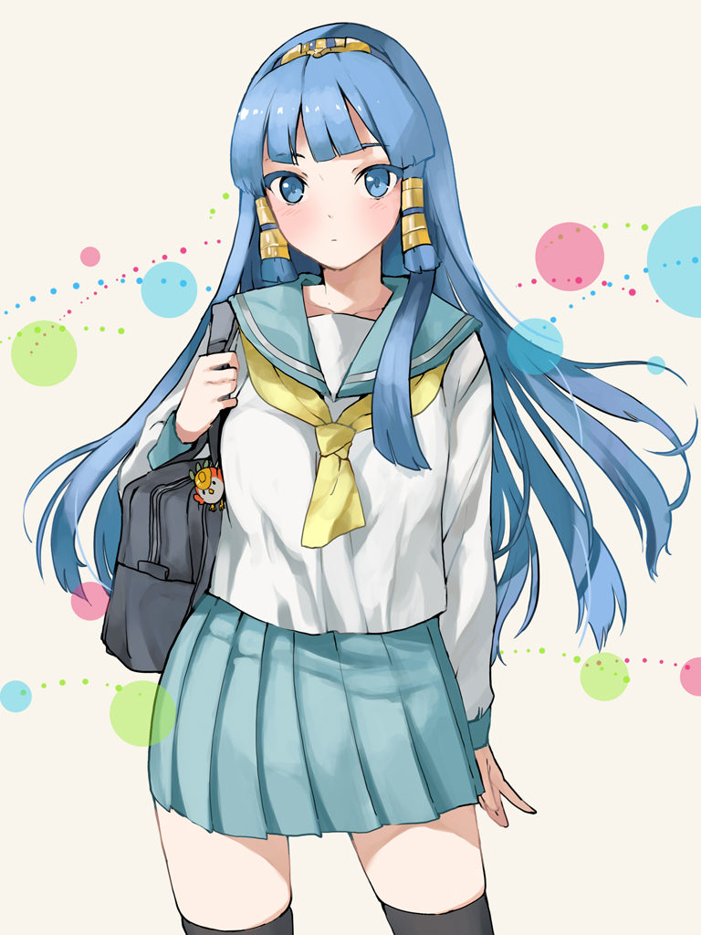 1girl, blue_eyes, blue_hair, doushimasho, hairband, horus_(p&amp;d), isis_(p&amp;d), long_hair