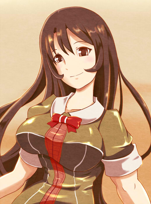10s, 1girl, akai_akasaki, bad_id, bad_pixiv_id, blush, breasts, brown_eyes