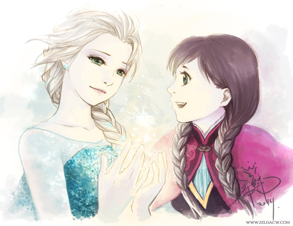 2girls, anna_(frozen), elsa_(frozen), frozen_(disney), multiple_girls, zelda_c_wang, zelda_wang