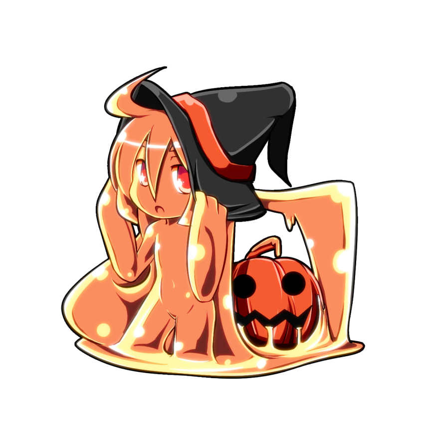 1girl, closed_eyes, female_focus, highres, jack-o'-lantern, looking_at_viewer, masu_shu, monster_girl