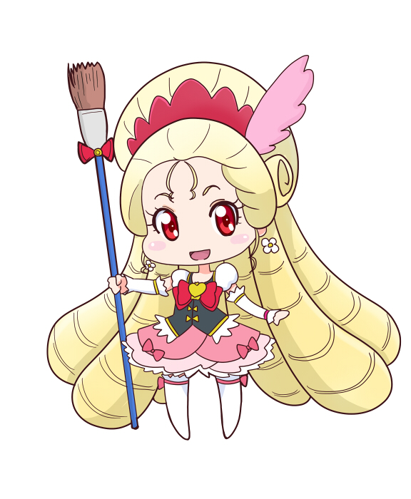 10s, 1girl, bakusai, blonde_hair, boots, bow, bowtie, brooch