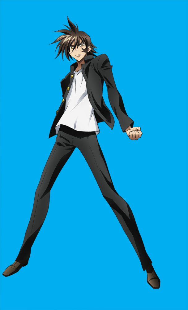 1boy, brown_eyes, brown_hair, full_body, gakuran, kenzen_robo_daimidaler, madanbashi_kouichi, male_focus