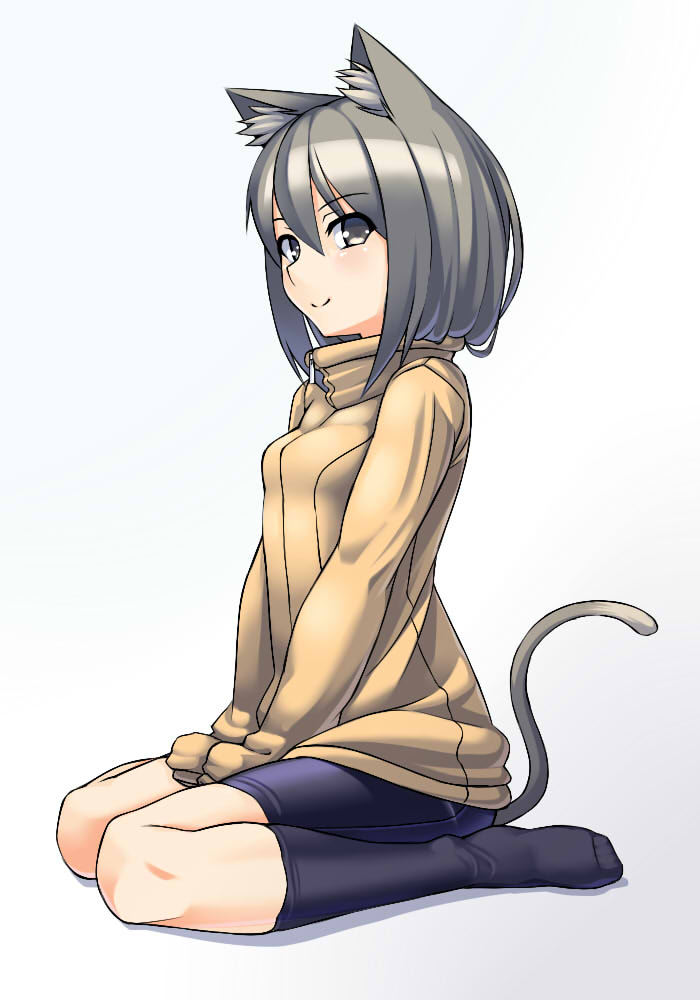 1girl, animal_ears, bike_shorts, cat_ears, cat_tail, female_focus, isoro_(myouan), kemonomimi_mode