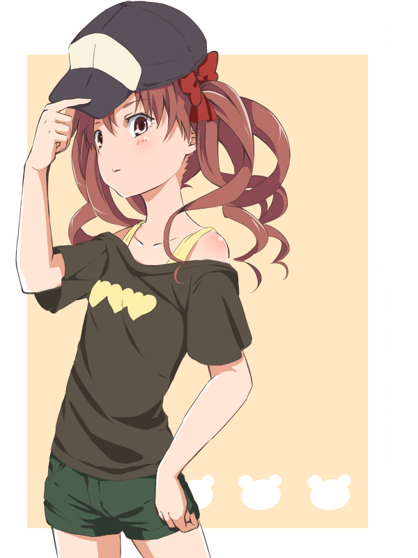 1girl, bad_id, bad_pixiv_id, brown_eyes, brown_hair, casual, cosplay, female_focus
