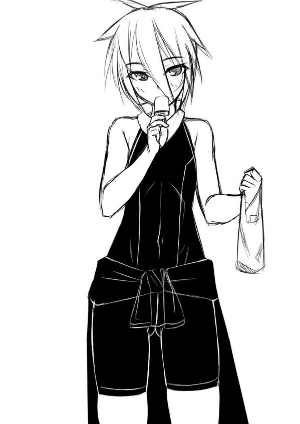 1girl, female_focus, food, greyscale, looking_at_viewer, meian, monochrome, myouan