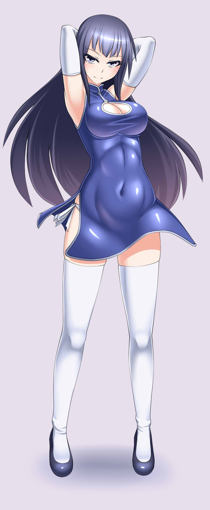 1girl, breasts, china_dress, chinese_clothes, cleavage, cleavage_cutout, clothing_cutout, covered_navel