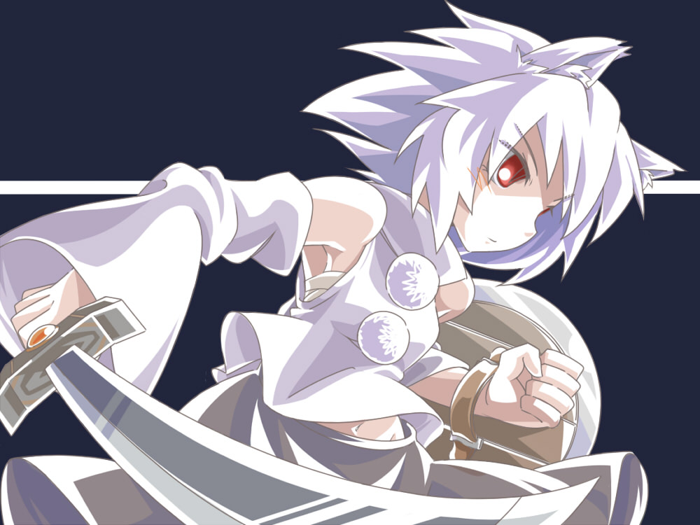 1girl, animal_ears, bare_shoulders, blush, breasts, detached_sleeves, female_focus, inubashiri_momiji