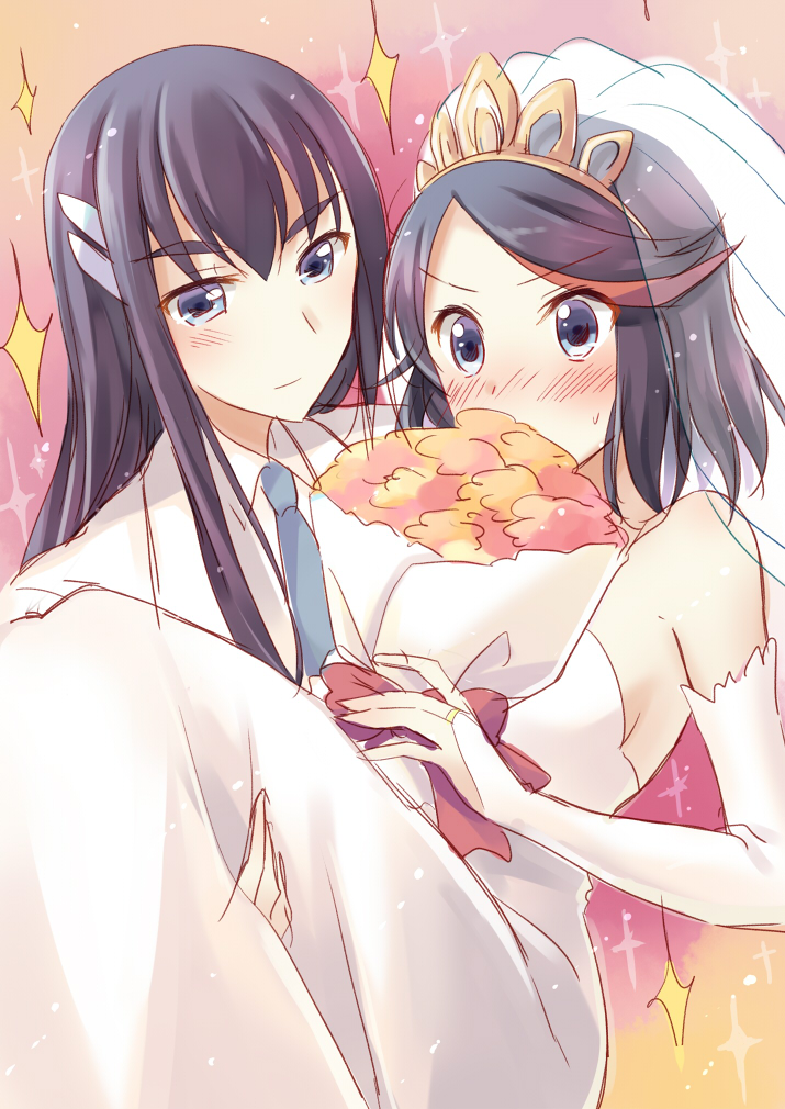 10s, 2girls, bad_id, bad_pixiv_id, black_hair, blue_eyes, blue_necktie, blush