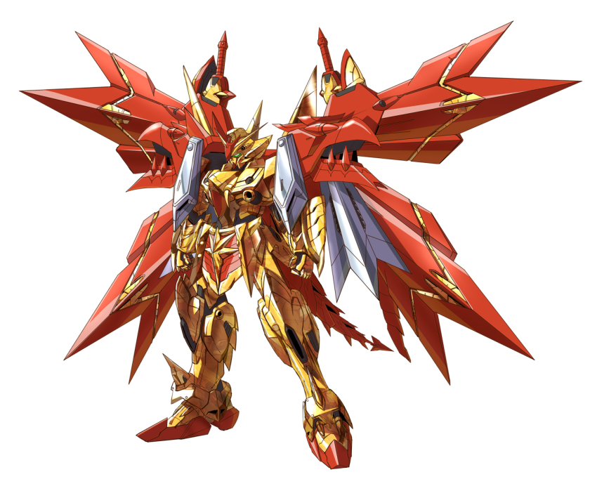 gundam, mecha, no_humans, robot, sd_gundam, sd_gundam_gaiden, simple_background, solo, sukekiyo56, superior_dragon, superior_dragon_ex, tail, wings