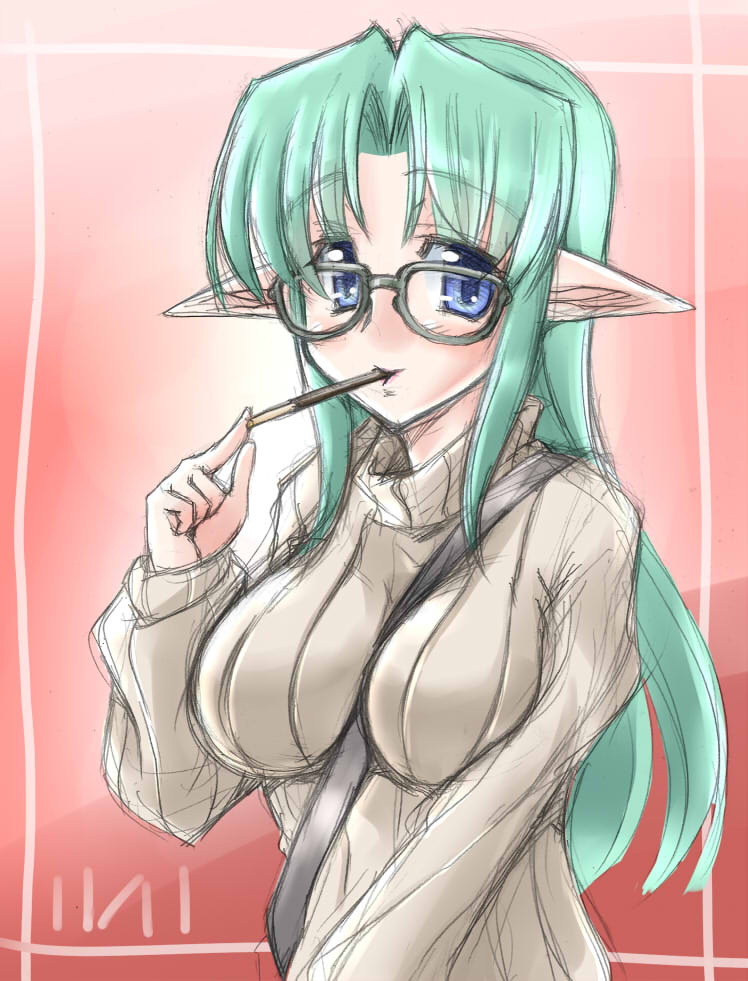 1girl, bad_id, bad_pixiv_id, blue_eyes, blush, breasts, dated, enemia_(nire_nanaki)