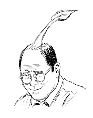 1boy, bald, george_costanza, glasses, leaf, lowres, nintendo, pikmin_(creature)