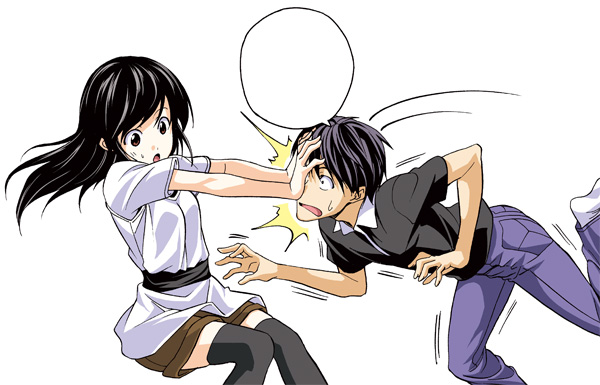 1boy, 1girl, aito_yuuki, ashisu_sahoto, black_hair, hiroyuki, long_hair, mangaka-san_to_assistant-san_to