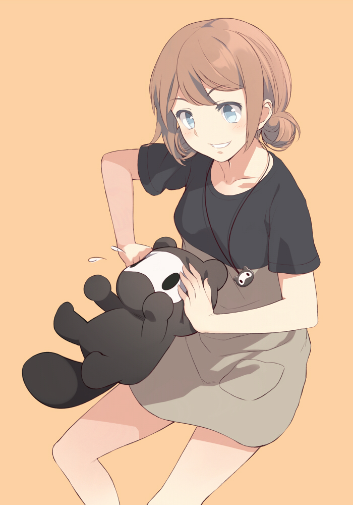 10s, 1girl, ajipon, blue_eyes, brown_eyes, brown_hair, female_focus, grin