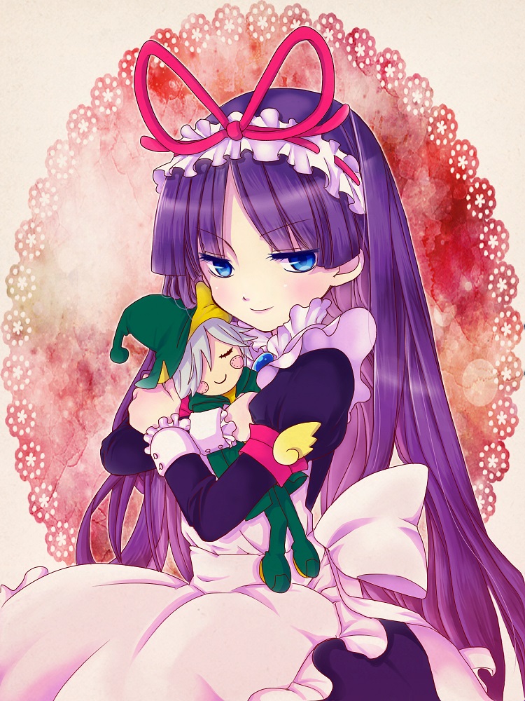 1girl, blue_eyes, character_doll, compile, doll, dress, feli_(puyopuyo), female_focus