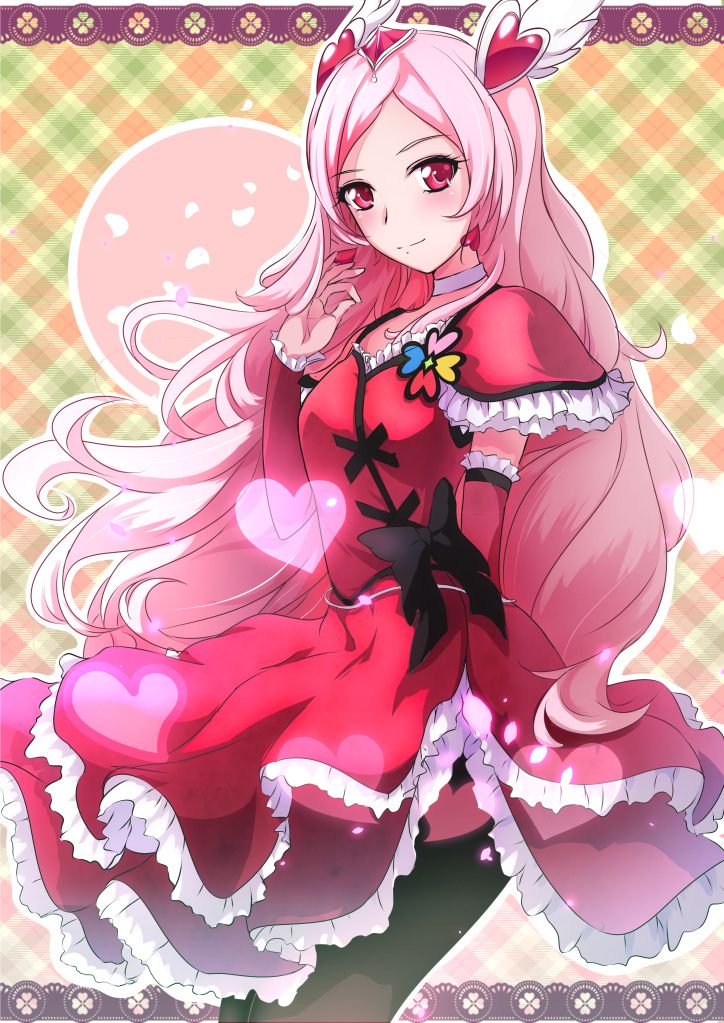 00s, 1girl, bad_id, bad_pixiv_id, blush, bow, choker, cure_passion