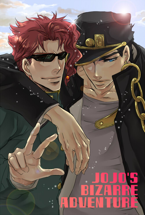 2boys, black_hair, blue_eyes, chabasu, gakuran, hat, jojo_no_kimyou_na_bouken, kakyoin_noriaki