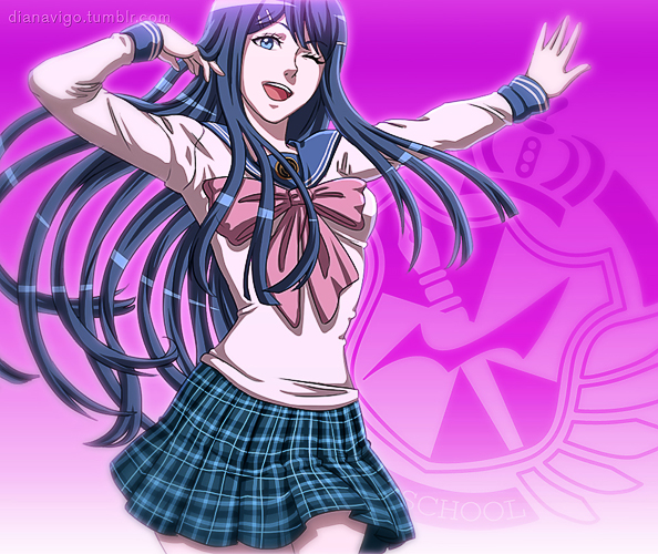 10s, 1girl, ;d, blue_eyes, blue_hair, danganronpa:_trigger_happy_havoc, danganronpa_(series), hair_ornament