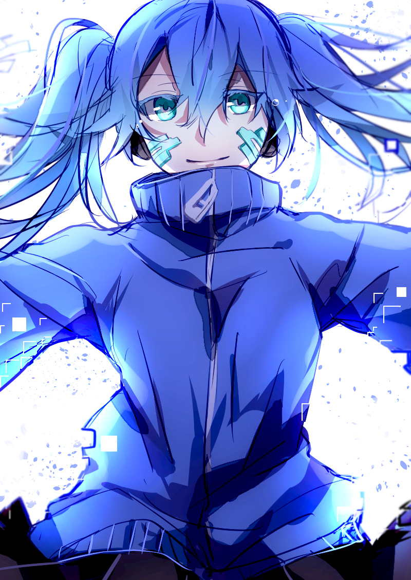 1girl, bad_id, bad_pixiv_id, blue_eyes, blue_hair, ene_(kagerou_project), female_focus, headphones