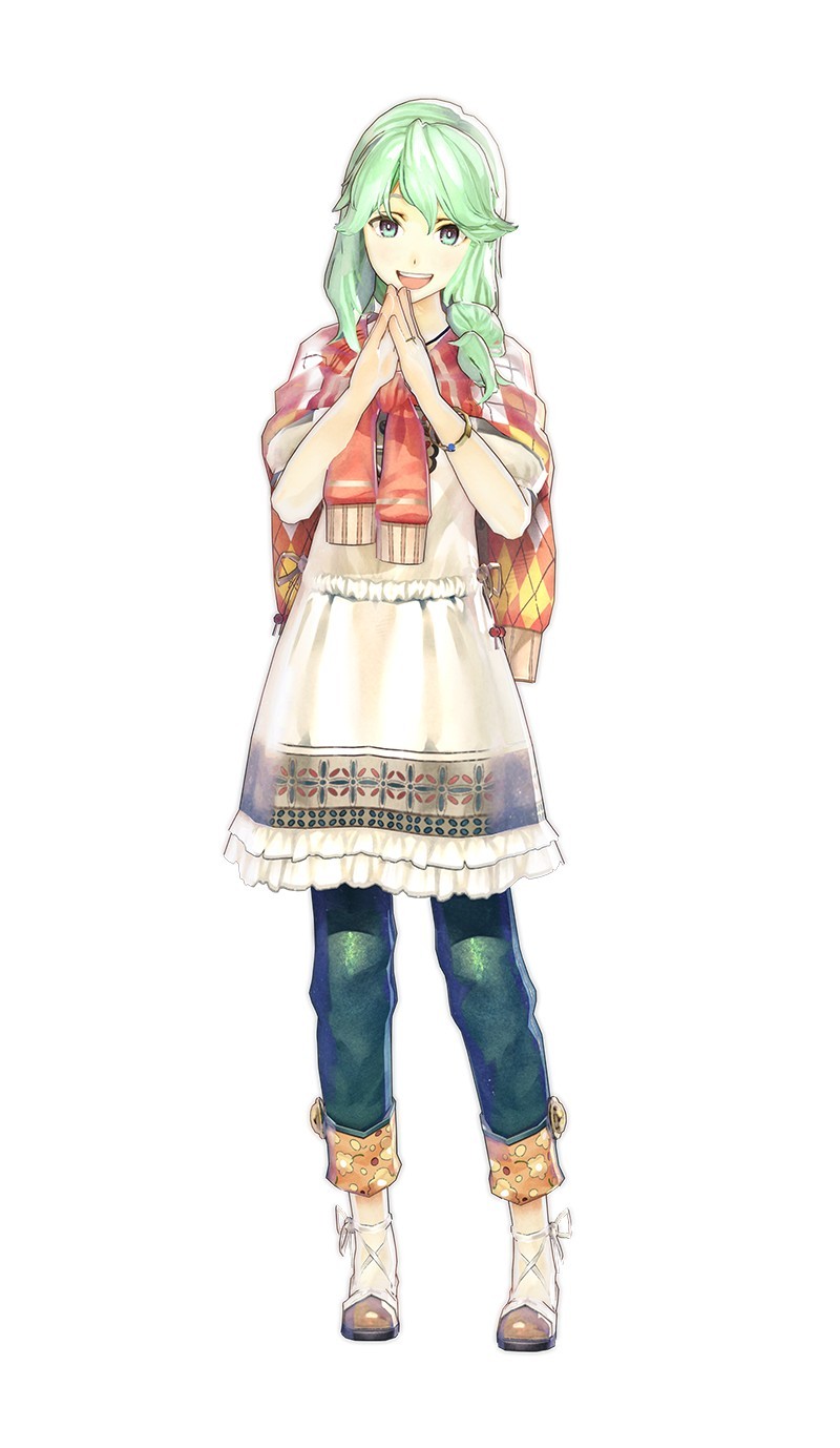 1girl, 3d, atelier_(series), atelier_shallie, female_focus, full_body, green_eyes, green_hair