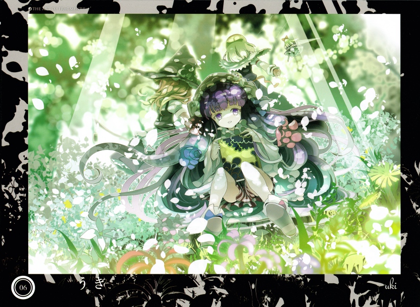 3girls, absurdres, alice_margatroid, apron, artist_name, back, blonde_hair, blue_dress